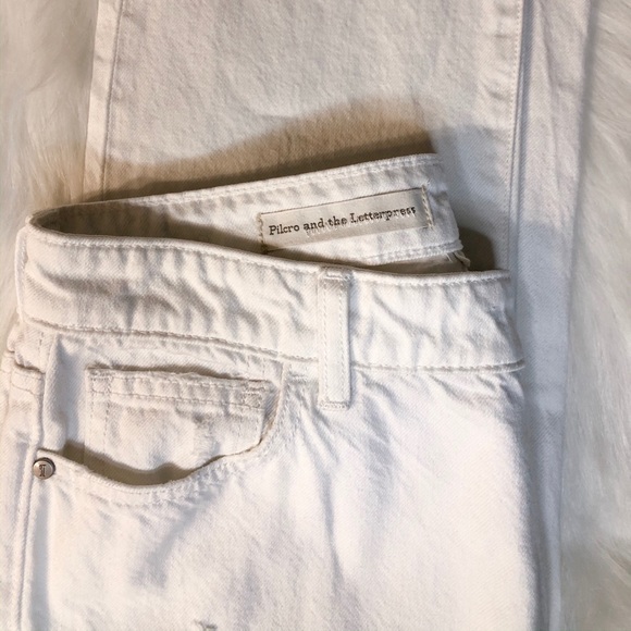 Anthropologie Hyphen Frayed White Jeans - Picture 3 of 6